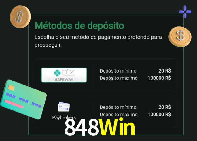 O cassino 848Win oferece uma grande variedade de métodos de pagamento